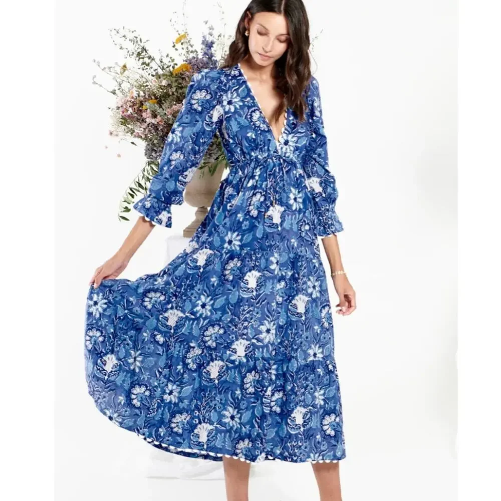 Neve & Noor Flora Dress in Royal Azure S/M - Picture 2 of 9